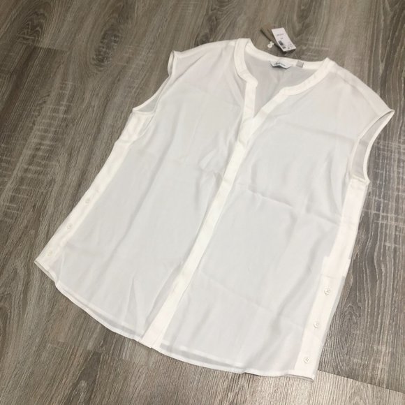 Reitmans NWT Sleeveless Blouse Sheer Size XS Button Top White - Picture 4 of 5